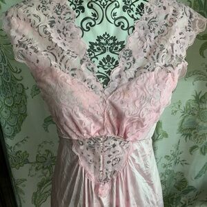 Vintage Texsheen Black Lingerie Tie Front Maxi Gown Large